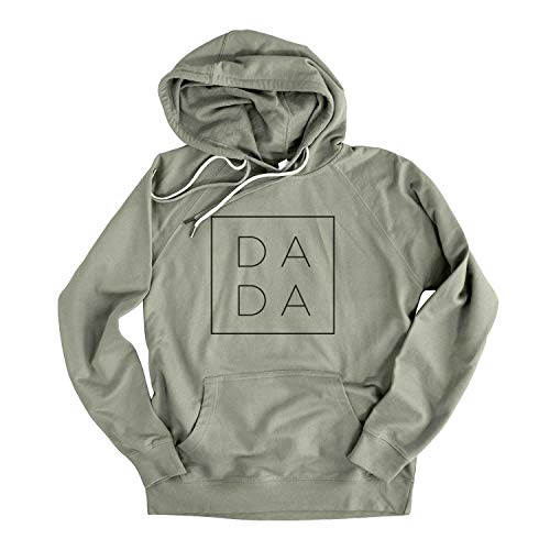 Inkopious - Dada Shirt, Loopback Terry Hooded Sweatshirt Dad Gift, for First Time Fathers, for Dad, Olive Colored Dad Shirts, XL
