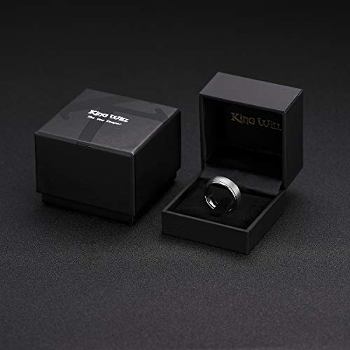 King Will Men Silver Tungsten Wedding Band 8mm Size 10.5