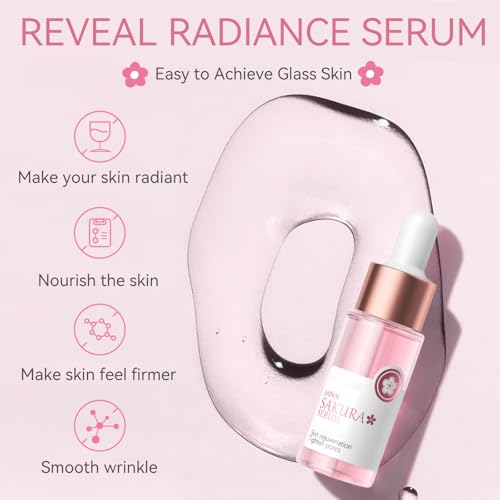 Skincare Set Sakura Teen Girls Gifts Christmas Birthday - Skin Care Set for girls Ages 8-12 - Hydrating Skincare for Teens 10-12 - Travel Size Facial Kit for Women with Cleanser,Bunny Headband（5pcs）