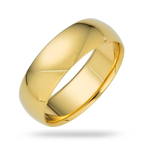EWB Signature Jewelry Classic 6mm Solid Gold Wedding Band in 10K Yellow Gold, Comfort Fit, Finger Size 12