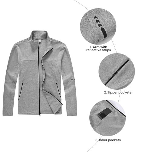 BGOWATU Men's Tracksuits 2 Piece Running Sports Sweatsuits For Men Full Zip Athletic Jackets and Pants Outfits Light Gray 2X