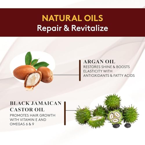 OKAY Pure Naturals Black Jamaican Castor Oil with Argan Oil - Castor for Hair Health, Moisture for Skin, Face, Scalp, Eyelashes, Eyebrows, for Men & Women - 4 Fl Oz Glass Bottle (1 Pack)