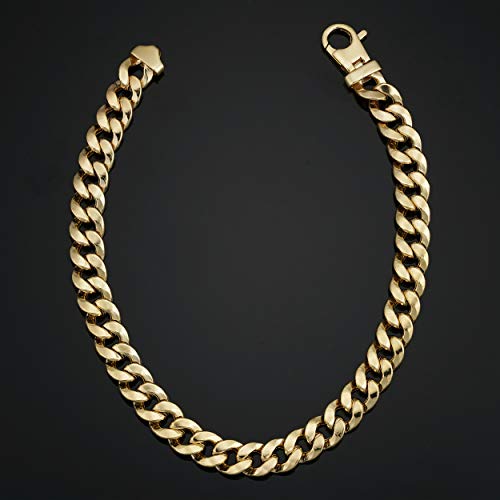 KoolJewelry 14k Yellow Gold Miami Cuban Link Curb Chain Bracelet