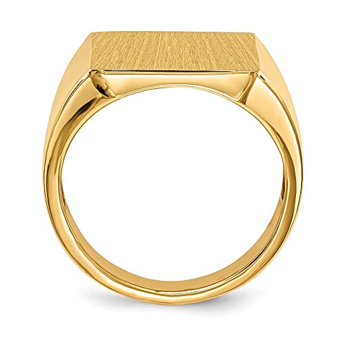14K Yellow Gold 15.5x17.5mm Rectangle Open Back Mens Signet Ring