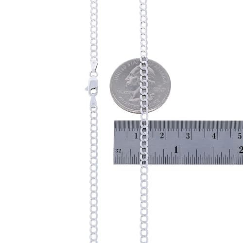 Nuragold 10k Real White Gold Cuban Curb Solid Link Chain Necklace - 3mm - 20"
