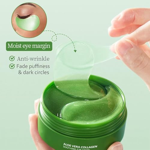 Eakroo Under Eye Patches - 60PCS Aloe Vera Eye Patches for Puffy Eyes and Dark Circles, Eye Mask Skincare, Eye Patches for Women, Under Eye Mask, Parches Para Ojeras, Reduce Wrinkles and Fine Lines