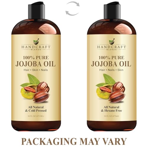 Handcraft Blends Jojoba Oil | 100% Pure and Natural | Ayurvedic Skin Care | Premium Grade Carrier Oil | Face | Skin | Hair | Massage | Cold-Pressed | Hexane-Free | 16 Fl Oz