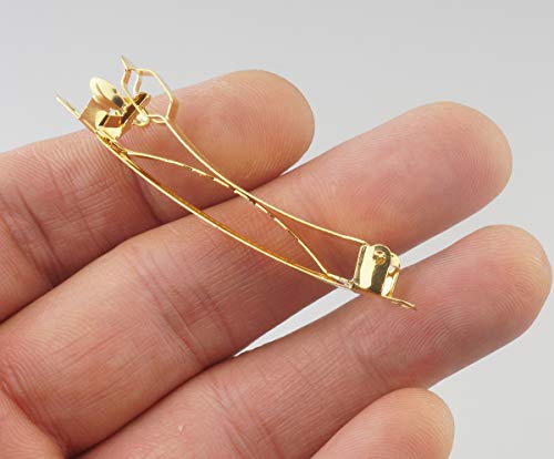 ALLinONE Gold Plated French Barrette Hair Clips for DIY Craft Project (60mm-20pcs)