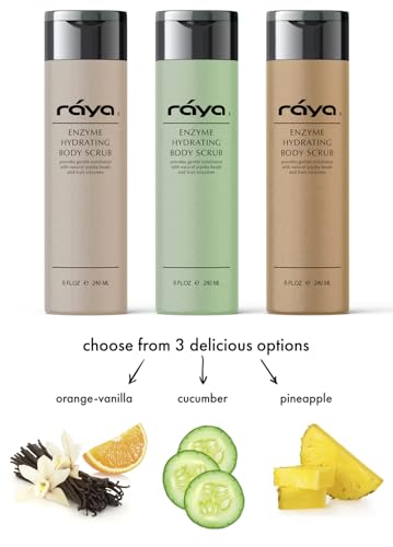RAYA Enzyme Hydrating Body Scrub 8 oz Orange Vanilla Scent (S-104) | Gentle and Exfoliating Body Scrub | Made with Seaweed, Jojoba Beads, and Fruit Enzymes