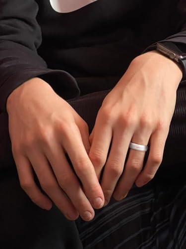 Oxford Ivy Wedding Band Solid 10K White Gold 6mm Plain Ring, Size 8