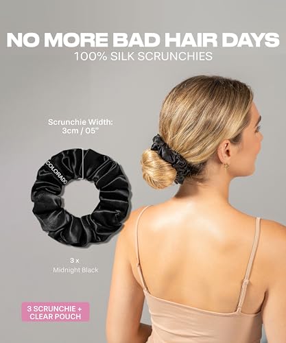 SUNDAYSILKS™ Luxurious Mulberry Silk Scrunchies for Women & Girls | No-Slip, Silky Hair Ties for Natural, Curly, Thin or Thick Hair | Gentle Hold for Ponytails & Sleep | Mini to Large Sizes [6 Pack]