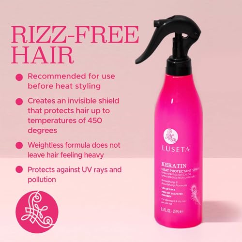 Luseta Keratin Heat Protectant Spray for Dry & Damaged Hair, 8.5 oz