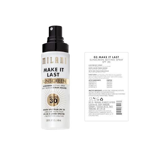 Milani Sunscreen Setting Spray, Make It Last Sunscreen for Face- SPF 30