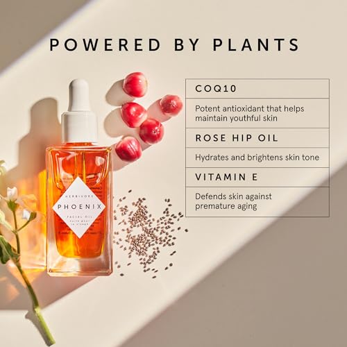 HERBIVORE Phoenix Rosehip Face Oil | Anti-Aging & Hydrating, CoQ10, 1 oz