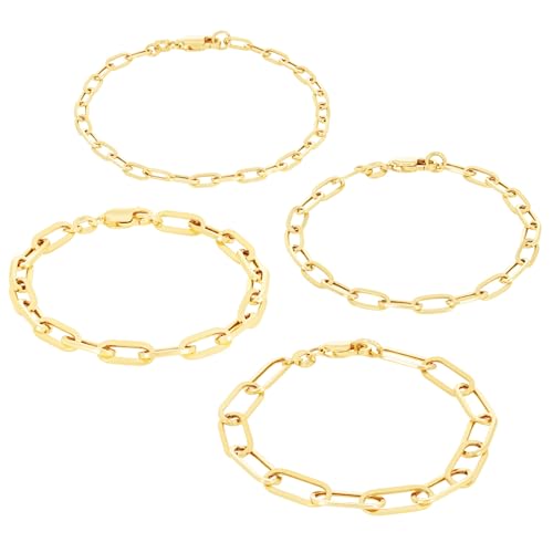 Nuragold 14k Real Yellow Gold Paperclip Chain Cable Link Italian Bracelet - 3mm,7"