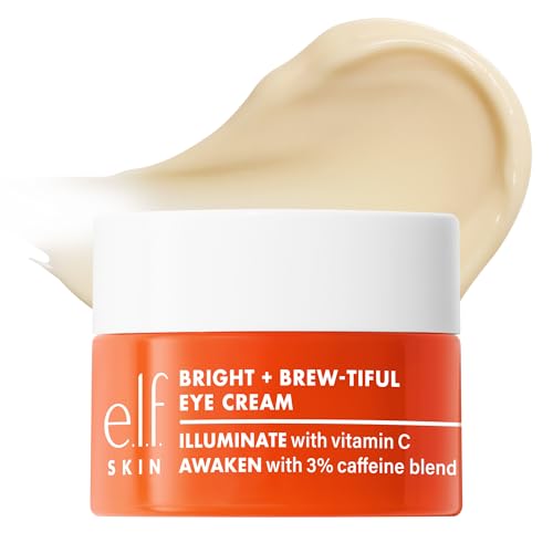 e.l.f. SKIN Bright + Brew-tiful Eye Cream Mini, Helps Brighten Appearance Of Undereye Dark Circles & Repair Puffiness, Vegan & Cruelty-Free