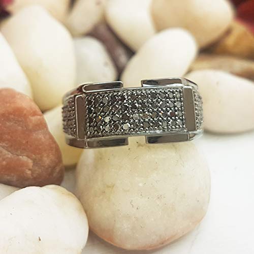 Dazzlingrock Collection 0.60 Cttw Black Rhodium Plated 10K Round Diamond Men's Wedding Band, Solid White Gold, Size 9