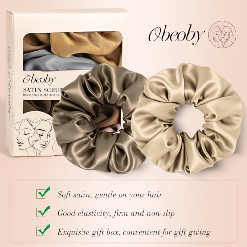 Satin Hair Scrunchies for Women, 8 Pack Satin Hair Ties for Thin Hair