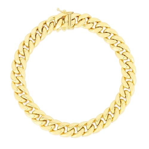Floreo 14k Yellow Gold 7.22mm Semi-Lite Miami Cuban Chain Bracelet - 8.5 inch