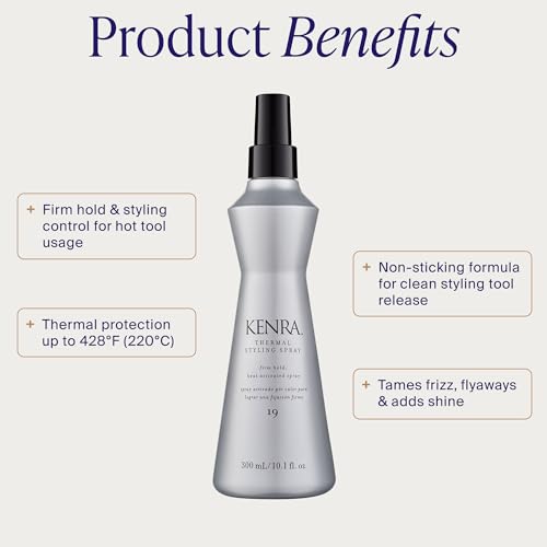 Kenra Professional Thermal Styling Spray 19 | Heat Protection | Firm Hold Heat-Activated | Tames Frizz, Flyaways & Adds Shine | All Hair Types | 10 fl. Oz