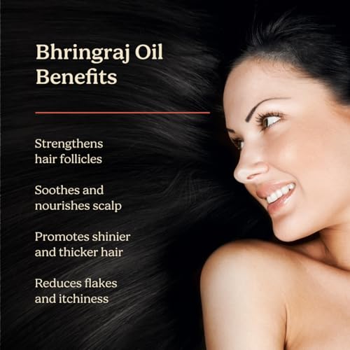 Life & Pursuits Bhringraj Hair Oil, 3.4 Fl Oz – Ayurvedic Hair Growth Oil for Men & Women, Natural Scalp Oil for Hair Fall, Dry Itchy Scalp, Frizzy Curly Hair, Weak Roots, Rosemary, Amla & Tea Tree