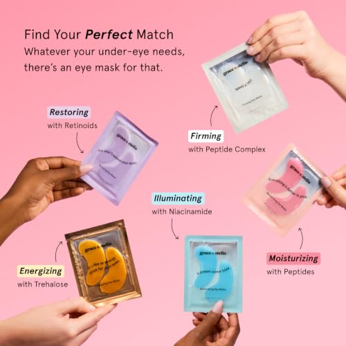 grace & stella Award Winning Under Eye Mask - Teen Gifts, Gel Eye Patches for Dark Circles, Puffy Eyes, Wrinkles, Undereye Bags, Travel Gifts for Women - Vegan, Self Care (6 Pairs, Gold)