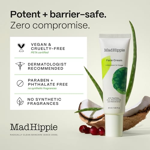 Mad Hippie Face Cream – Age-Defying Face Moisturizer & Skin Tightening Cream with Niacinamide, Advanced Peptides & Argan Oil 1.02 Oz