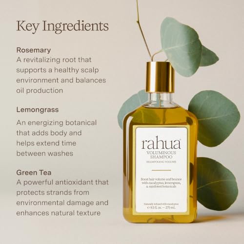 Rahua Voluminous Shampoo - Natural Volumizing Shampoo for Fine to Medium Hair - Sulfate Free Clarifying Hair Care with Rahua Oil, Lemongrass & Green Tea - Organic, Vegan & Color Safe - 9.3 Fl Oz