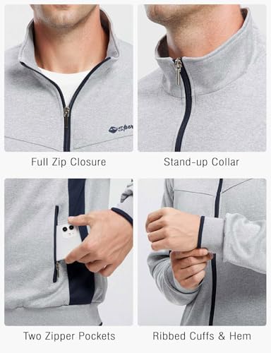 Rdruko Men's Tracksuit Sweatsuits 2 Piece Set Athletic Jogging Gym Activewear Sweat Track Suits Sets(Grey,US L)
