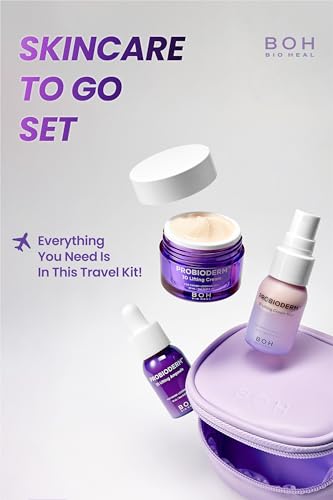 BIOHEAL BOH Probioderm 3D Lifting Travel Size Skin Care Kit | Korean Skincare Set for Firming & Hydration, with Ampoule, Face Moisturizer & Serum Spray | Mini Travel Essentials & Gift Set for Women