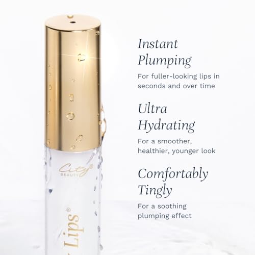 City Beauty City Lips Plumping Lip Gloss Silver Skyline - High-Shine Gloss for Fuller, Younger-Looking Lips | Hydrating & Smoothing Lip Treatment Hyaluronic Acid