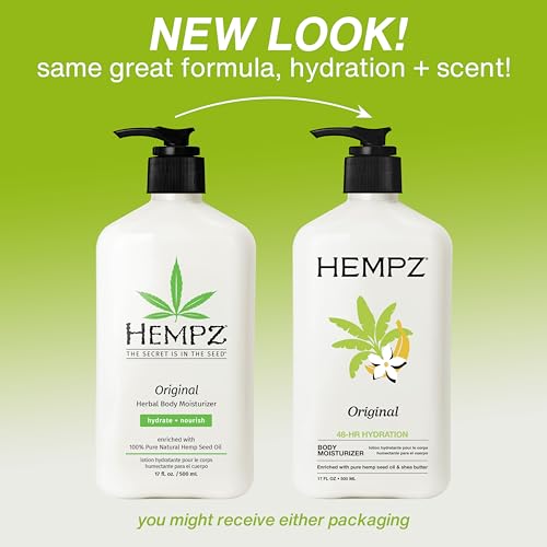 Hempz Body Moisturizer Original 17 Ounce Pump (500ml) (1 Pack)