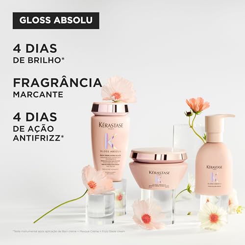 KÉRASTASE Gloss Absolu Masque Crème Hydra-Glaze, Deeply Nourishing Hair Mask for Thick, Frizzy Hair, for Anti-Frizz, Shine & Smoothness, with Hyaluronic Acid, 6.8 Fl Oz