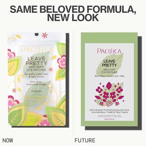 Pacifica Undereye Spot Serum Mask – Leave Pretty Anti-Puff Eye Patches with Vitamin C & Kelp, Hydrating Under-Eye Masks for Dark Circles & Puffiness (2 Pack), Vegan
