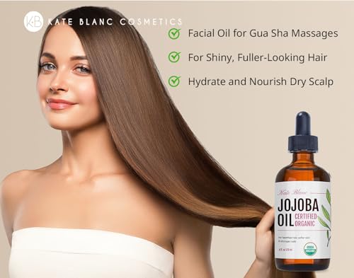Kate Blanc Cosmetics Organic Jojoba Oil for Hair, Skin, Face, Nails (4oz)