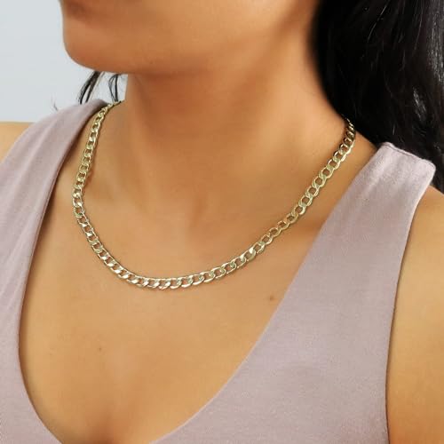 Nuragold 10K Real Yellow Gold Cuban Curb Link Chain Necklace (2mm - 7.5mm) - 26",6.5mm