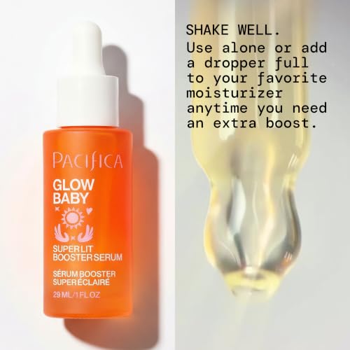 Pacifica Vitamin C Serum for Face – Glow Baby Brightening Facial Serum with Glycolic Acid – Vitamin C Booster Skin Care, Dark Spot Corrector, Vegan Skincare for Glowing Skin, Dermatologist Tested
