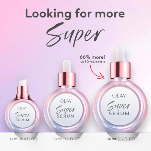 Olay Super Serum - Glow Serum for Face - Activated Niacinamide, Vitamin C & E, Collagen Peptide, AHA - 5-in-1 Benefits - Brightens, Hydrates, Smooths, Firms, Evens Tone, Proactive Anti-Aging, 1.0 Oz