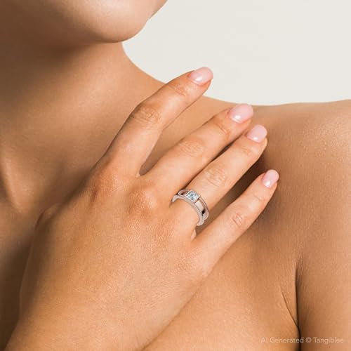 P3 POMPEII3 Pompeii Men's Bezel Set Diamond Solitaire Wedding Ring 14k Gold Lab Grown - Size 6 (E/F,VS1-VS2)