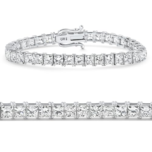P3 POMPEII3 Pompeii 16.30Ct Princess Cut Diamond 7" Tennis Bracelet 14k Gold Lab Grown (E/F,VS)