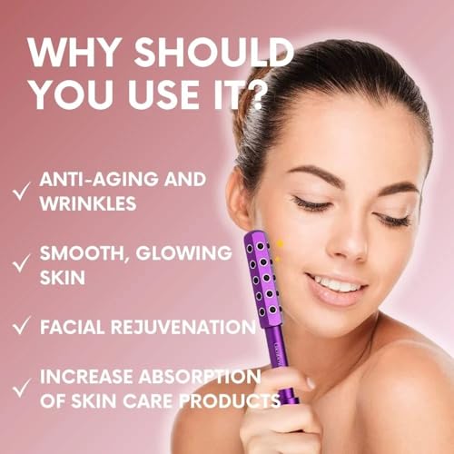 COCOBEAUTY Tourmaline Face Roller – Facial Massage Roller Tool for Lymphatic Drainage – Beauty Roller for Face – Facial Roller for Women Face – Beauty Sculptor Wand for Radiant Skin