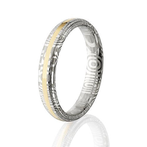 The Jewelry Source Damascus Steel Wedding Bands USA Made 14k Gold Rings Damascus Rings