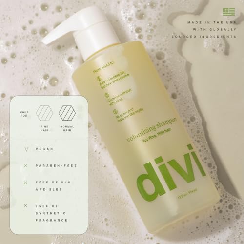 divi Volumizing Shampoo for Fine, Thin Hair with Postbiotics | 12 fl oz