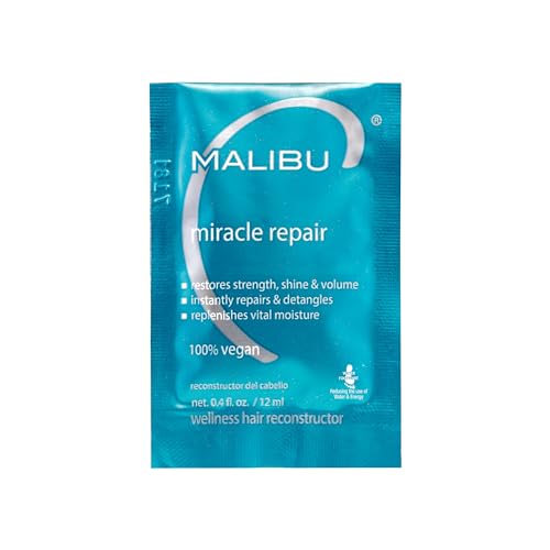 Malibu C Miracle Repair Hair Reconstructor (1 Packet) - Nourishing Hair Repair Treatment for Weak, Damaged Strands - Flax Protein & Vitamin B5 for Hair Strength