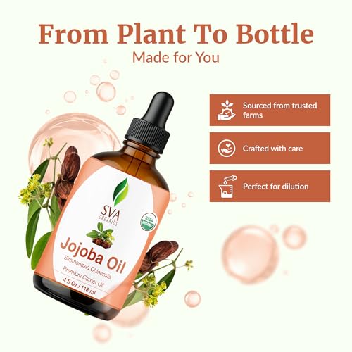 SVA Organic Jojoba Seed Carrier Oil with Dropper, 4 Fl Oz (118 ml)