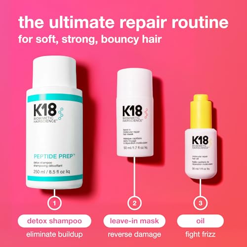 K18 Leave-In Molecular Repair Hair Mask - Peptide Hair Treatment Mask for Bleach, Color, Chemical + Heat Damaged Strands - Immediate + Lasting Damage Reversal in 4 Minutes (1.7 Fl oz)