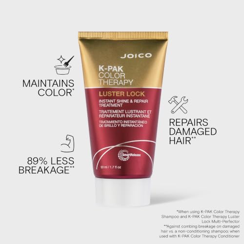 K-PAK Color Therapy Luster Lock Instant Shine & Repair Treatment | For Color-Treated Hair | Boost Color Vibrancy | Repair Breakage | With Keratin & Argan Oil | 1.7 Fl Oz