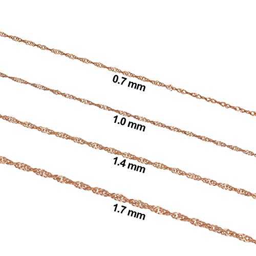 Womens Singapore Chain Classic - 10k Rose Gold Singapore Chain Necklace