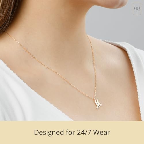 10K Yellow Gold Small Script Initial Letter S Pendant Necklace for Women