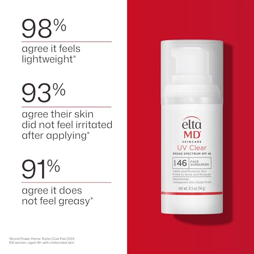 EltaMD UV Clear Untinted Face Sunscreen with Zinc Oxide, SPF 46, 0.5 oz